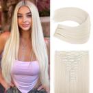 Extensões de cabelo REECHO HE005 Clip em loiro platinado de 24" Extensões de cabelo REECHO HE005 Clip em loiro platinado de 24"