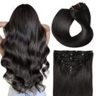 Extensões de cabelo SUYYA Clip em 40 cm, 120 g, 7 unidades, preto natural Extensões de cabelo SUYYA Clip em 40 cm, 120 g, 7 unidades, preto natural
