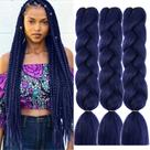 Extensões de cabelo trançadas AFNOTE Azul escuro 24cm 3x100g sintéticas
