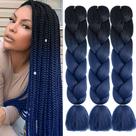 Extensões de cabelo trançadas AFNOTE Ombre Dark Blue 24 em 300g