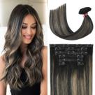 Extensões de cabelo UGOTRAYS Real Human Hair Preto Castanho 30cm 70g Extensões de cabelo UGOTRAYS Real Human Hair Preto Castanho 30cm 70g