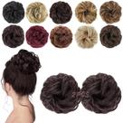 Extensões de coque de cabelo MORICA 2 peças sintéticas castanhas escuras