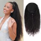 Extensões De Rabo De Cavalo Com Cordão, Cabelo Humano Remy Brasileiro 100% Cacheado Kinky Para