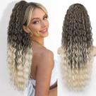 Extensões de rabo de cavalo Isaic 66 cm sintético encaracolado ondulado ombre Extensões de rabo de cavalo Isaic 66 cm sintético encaracolado ondulado ombre