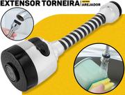 Extensor Adaptador De Torneira Inox 17cmx5cm Clink Com Arejador Giratório Inox Longo Para Cozinha E Banheiro Área De Serviço