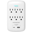 Extensor de 6 tomadas Wall Tap Plug com protetor contra sobretensão Monster
