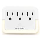 Extensor de plugue para adaptador de parede BOLTGY de 3 tomadas com luz noturna LED