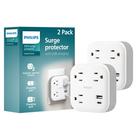 Extensor de saída de sobretensão Philips EZfit de 3 tomadas com USB 12W 980J
