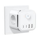 Extensor De Tomada De Parede Com Plugue EU 3680W Com 3 Saídas AC, 2 USB E 2 Portas Tipo C,