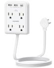 Extensor de Tomada de Parede PAEWOK 7 em 1 com USB, 4 Tomadas, 3,4 A, Branco