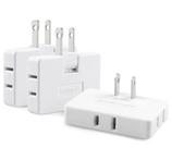 Extensor de tomada de parede plana AC, pacote com 3 unidades, Romeda White
