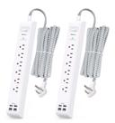 Extensor de Tomadas Mifaso - 10 Pés, 6 Tomadas + 4 USB - Pacote com 2