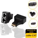 Extensor HDMI Via Cabo De Rede RJ45 1 Macho Para 2 Fêmeas Cat5 Cat6 Até 30m