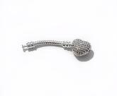 Extensor para Pulseiras de Berloques Fecho Coração Zircônia em Banho Prata