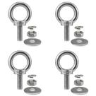 Eye Bolts QWETRY M10 x 25 mm em aço inoxidável, pacote com 4 porcas Eye Bolts QWETRY M10 x 25 mm em aço inoxidável, pacote com 4 porcas