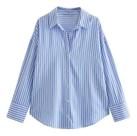 F0516-Camisa Blusa Social Feminina Listrada Abotoar Elegante 17o26