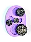 F1074 molde de silicone rodas confeitaria biscuit