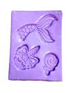 F1422 molde de silicone cauda de sereia unicornio e pirulito confeitaria biscuit