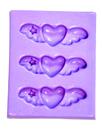 F1465 molde de silicone coração com asas confeitaria biscuit
