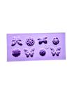 F1736 molde de silicone borboleta, flores e laço confeitaria biscuit