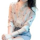 F1806-Camisa Blusa Social Elegante Feminina Estampada Babado 166r