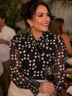 F1811-Camisa Blusa Social Feminina Elegante Poá Laço Chique -