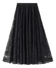 F37-F3801-Saia Gode Longa Rodada Renda Elegante Tule Bordado Floral