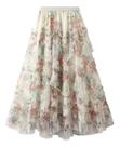 F3741-Saia Longa Feminina Tule Babado Florida Romântica F3741-Saia Longa Feminina Tule Babado Florida Romântica