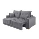 fá Retrátil 2 Lugares Pop Vicam Estofados 190cm Veludo Premium Confortável Cor Cinza