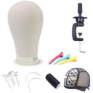 Fabricação e exibição de perucas Canvas Block Head EERYA 57 cm com suporte Fabricação e exibição de perucas Canvas Block Head EERYA 57 cm com suporte
