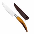Faca Artesanal Gaúcha Lâmina Aço Inox 5 Polegadas Com Cabo De Chifre Para Cozinha Profissional Churrasco Cortes Carne Eventos CTG