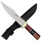 Faca Artesanal Inox 30cm com Cabo de Madeira e Bainha de Nylon para Aventura e Churrasco SLKA16