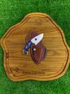 Faca Campeira Abridor Aço Inox Modelo com Desenho+Bainha de Couro Legítimo Mini Skinner