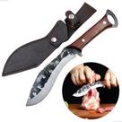 Faca Chef Cutelo Japonês Full Tang Aço e Cabo de Madeira com Bainha Couro SLKAF86