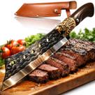 Faca Chef Profissional Aço Inox Cutelo Cozinha Premium Full Tang Cabo Ergonômico Dragão rei Com Bainha Resistente Cozinha Churrasco