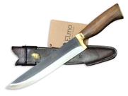 Faca Churrasco Elmo Brut Forge Cabo Madeira Nobre Bainha 9 Pol