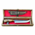 Faca Churrasco Inox Rustica 8P com caixa de madeira