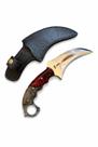Faca Colecionador Karambit 5 Full Tang Artesanal Aço Inox 420c Cabo Madeira e Resina
