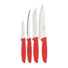 Faca Cozinha Plenus Conjunto Cabo Vermelho 4 Peças