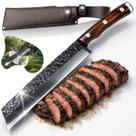 Faca Cutelo Profissional Artesanal Aço Inox Forjada Lâmina Martelada Alta Precisão Churrasco Cozinha Camping Trilha