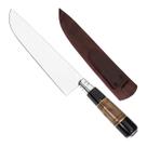 Faca De Aço Inox Gaúcha Artesanal 9 Polegadas Com Cabo Chifre E Madeira Para Churrasco Cozinha Profissional Presente Com Bainha De Couro