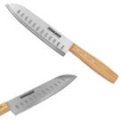 Faca De Churrasco Cozinha Santoku Em Inox Cabo Bambu Grande