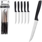 Faca de churrasco de inox 4,5'' cabo plastico preto color com 6 pecas Faca de churrasco de inox 4,5'' cabo plastico preto color com 6 pecas