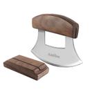 Faca de cozinha AmHoo Mezzaluna Walnut Wood Handle Steel Blade
