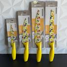 Faca de inox decorada flores amarela individual chef cozinha pão legumes facas flor Faca de inox decorada flores amarela individual chef cozinha pão legumes facas flor