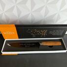 Faca de inox preta personalizada mestre churrasqueiro na caixa com cabo de madeira para churrasco