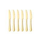 Faca de Mesa Serrilhada Dourada Ouro Talher Inox Jogo 6un