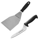 Faca de Pão e Sanduíche 17 cm e Espátula Inox de chapa lanche Preta 10 cm Mundial Cabo Antibactéria