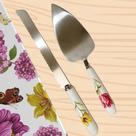 Faca e Espátula para Bolo -Linha Floral