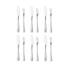 Faca Manteiga Espatula e Garfo para Petiscos Fruta Inox 12un Faca Manteiga Espatula e Garfo para Petiscos Fruta Inox 12un